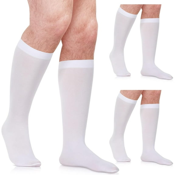 BlinkLLX 3 Pairs Mens Colonial Socks Colonial Costume Accessories White Knee Socks for Adult Halloween Cosplay