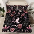 thumbnail image 2 of Homewish Boho Kawaii Cat Twin Sheet Sets for Teens, Groovy Flower Botanical Twin Fitted Sheet, Dreamy Stars Moon Galaxy Flat Sheet, Breathable Home Decor, 3pcs, 2 of 7
