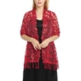 thumbnail image 1 of fastboy Foulard Élégante pour Femmes Broderie Légère à Franges Robe de Soirée Châle Demoiselle d'Honneur Mariage Châles Vêtements Rouges, 1 of 5