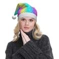 thumbnail image 5 of Salouo Rainbow Scales2 for Adult Christmas Hat Xmas Holiday Hat Santa Hat for Women & Men Festive Headwear Accessories Fit for Christmas/ New Year/Holiday/Party,1PC, 5 of 6