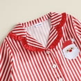 thumbnail image 6 of Cjfdfy Toddler Baby Girl Boy Christmas Satin Pajamas Tree Santa Claus Print Long Sleeve Ruffle Trim striped Shirt Pants Kids Baby Cute My First Christmas Holiday Sleepwear 1-6Y, 6 of 9