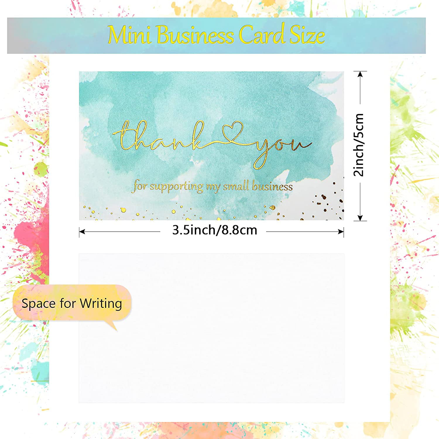 6 Styles 120 Pieces Watercolor Thank You for Supporting My Small Business Card Gold Foil Thank You Business Card Colorful Thanks Card Customer Appreciation Package Insert for Online Shop Retail Store