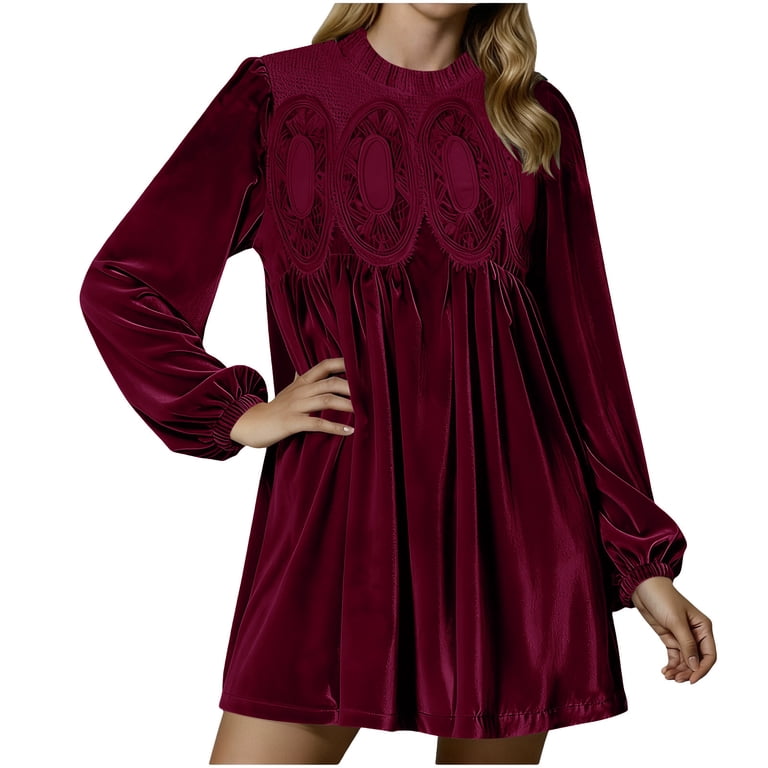 Fall Cocktail Dresses for Women 2023 Elegant Velvet Puffy Long Sleeve Wedding Guest Dress Vintage Crewneck High Waisted Smocked Swing A Line Long Maxi Dress - Walmart.com Fall Cocktail Dresses for Women 2023 Elegant Velvet Puffy Long Sleeve Wedding Guest Dress Vintage Crewneck High Waisted Smocked Swing A Line Long Maxi Dress - Walmart.com