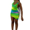thumbnail image 1 of Seyurigaoka Women Sleeveless Dress Printed V-neck Irregular Hem One-piece, 1 of 6