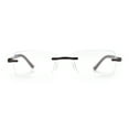 thumbnail image 5 of Luxury Light Weight Rimless Spring Hinge Narrow Rectangle Reading Glasses Brown +1.0, 5 of 7