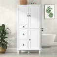 thumbnail image 6 of AENKYO 61.7" Modern Tall Bathroom Storage Cabinet with Adjustable Shelves, Drawers for Home Use, White, 6 of 10