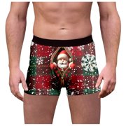 FhsagQ Underwear Breathable Underwear for Men Loose Comfortsoft Male Plaid Christmas Day Printed Underwearny Fitting Mid Waist Briefs Men Underwear Pack Long Leg Super Fit Wine XL