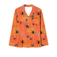 thumbnail image 5 of QIUOMBBP Ladies Halloween Pajamas Long Sleeve Sleepwear 2 Piece Sets Casual Button Down Shirts and Pants Lounge Set, Multicolor, S, 5 of 7