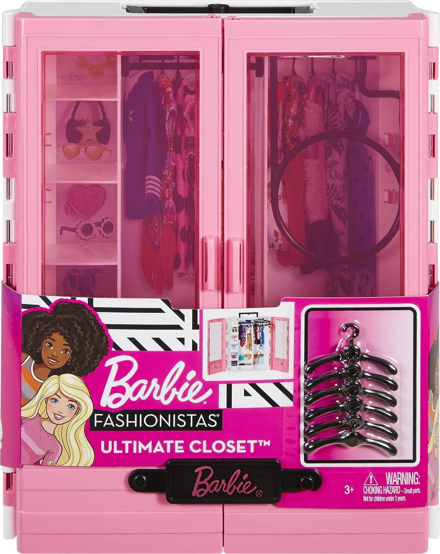 Barbie Fashionista Ultimate Closet Playset with Clothes & Accessories,  Includes 5 Hangers