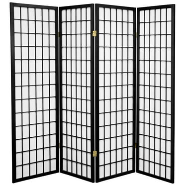 5 ft. Tall Window Pane Shoji Screen - Black - 4 Panels
