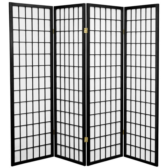 5 ft. Tall Window Pane Shoji Screen - Black - 4 Panels