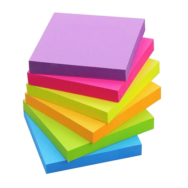 Notas Adhesivas 3X3 6 Colores Brillantes Y Coloridos, 6 Almohadillas/Paquete De 100 Hojas/Bloc De Notas Autoadhesivas (Amarillo, Verde, Azul, Naranja, Morado, Rosa)