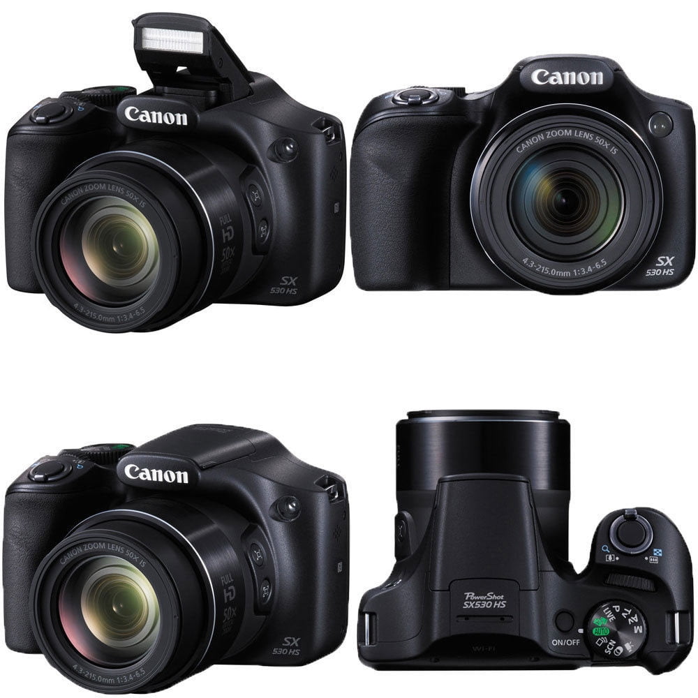 Canon PowerShot SX530 HS 16MP Wi-Fi Digital Camera Black + Top 