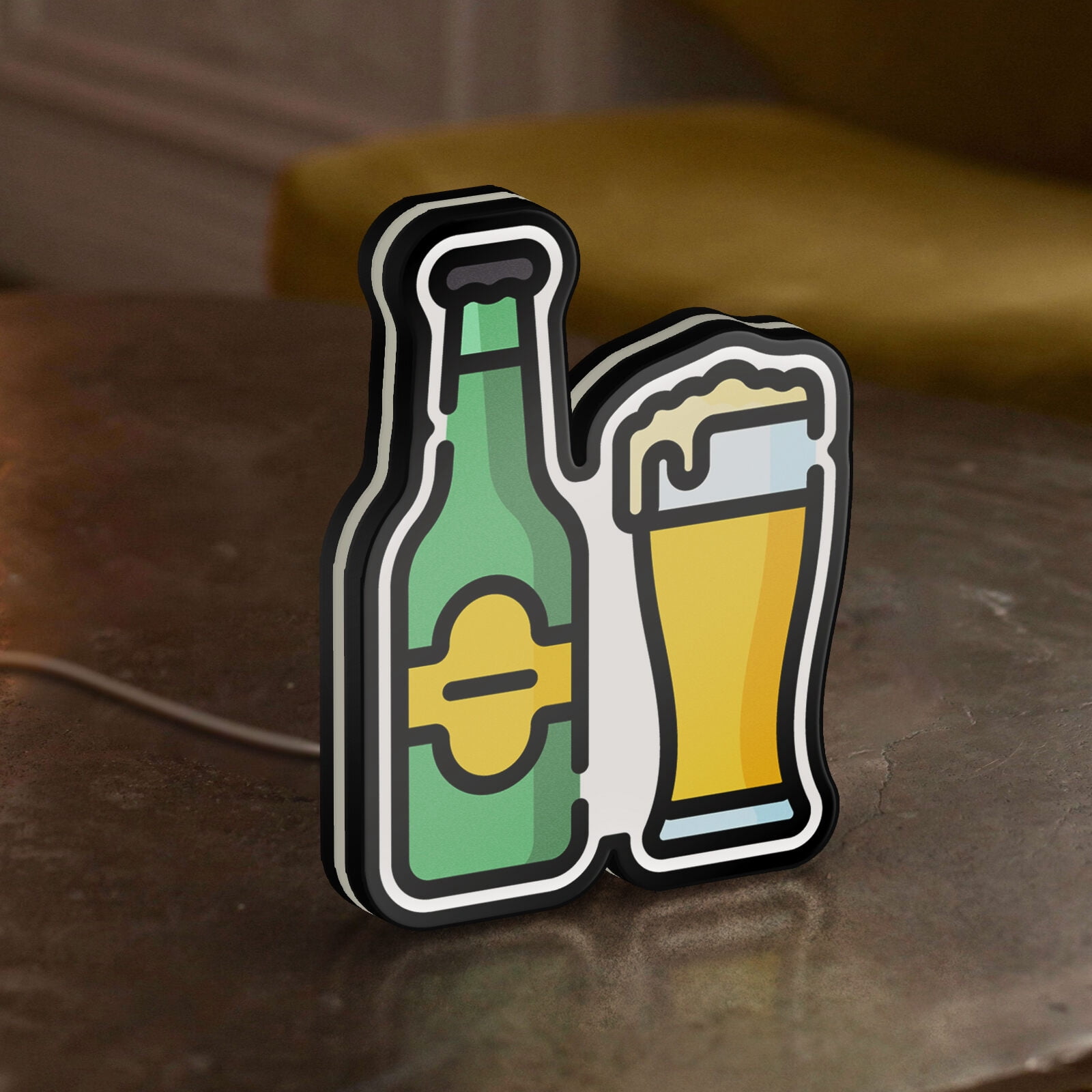 Beer Bottle 3D Novelty Light Box, Alcohol Beverage Lamp Decor for Bar Fans, Pub Themed Drink Light for Food and Restaurant Spaces (Width 24 inch, 60cm)