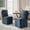 Navy, variant on VKNOW Upholstered Dining Chair with Casters and Storage, Fabric Rolling Desk Chair with Wheels for Home Office Living Room, Easy Assembly, Navy