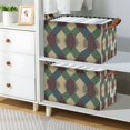 thumbnail image 2 of Yayeee Foldable Storage Basket for Shelves Set of 2 Waterproof Cloth Bins with Handles, Green Tartan Pattern, 2 of 7