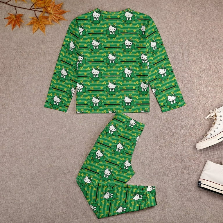 ★ SPAO★ Hey, hello Earthling Pajamas GREEN SPPPF25UF4 St. Patrick's Day Hello Kitty Girls Pajamas Sets Toddler