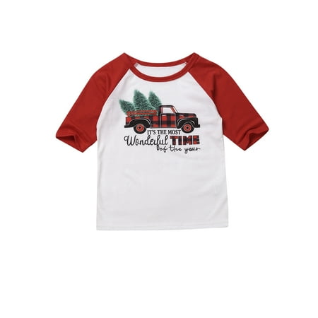 

Suanret Parent Child Christmas Shirt Fall Long Sleeve Round Neck Festival Tops