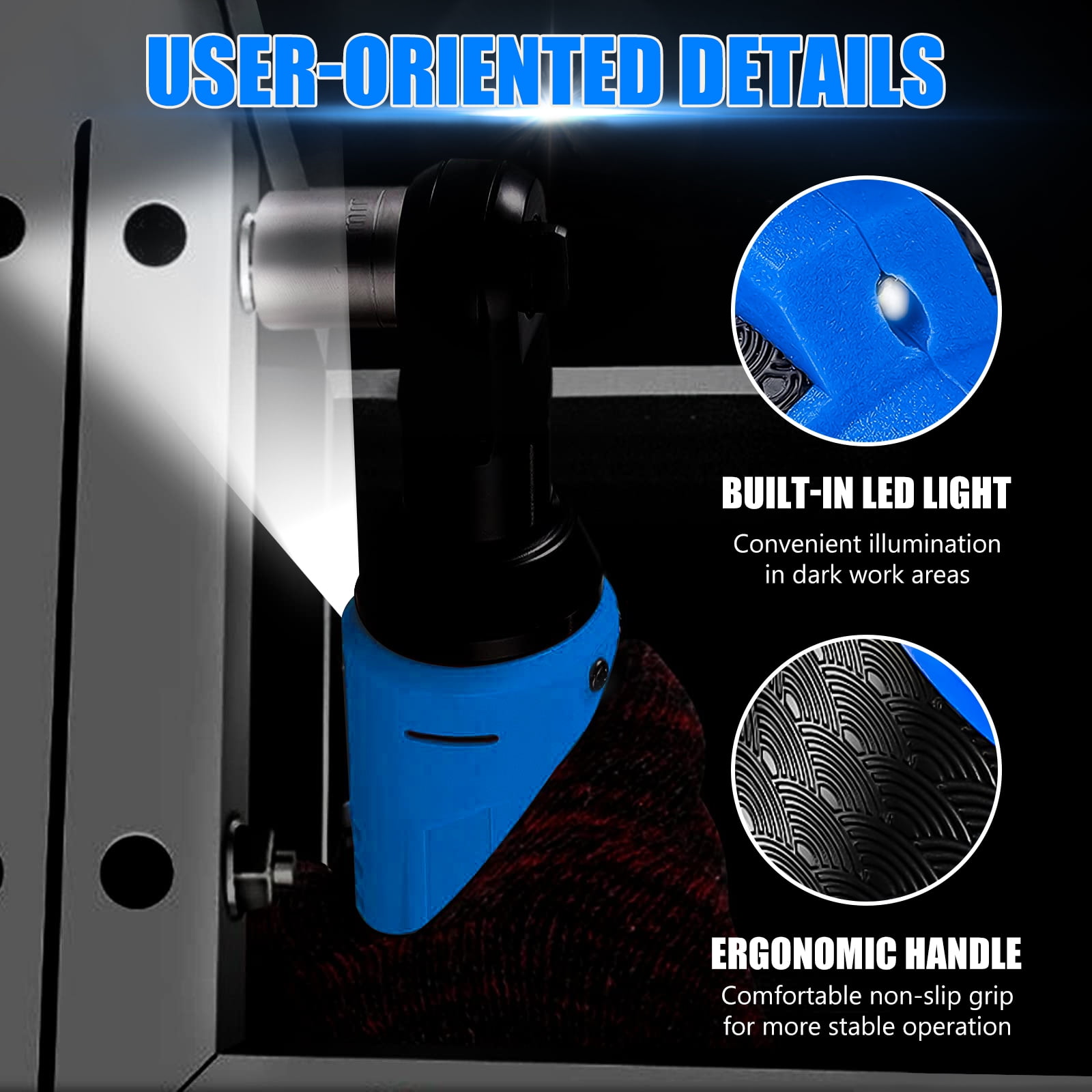 iMeshbean 3/8'' Electric Cordless Ratchet Right Angle Wrench Impact Power Tool 2 Battery