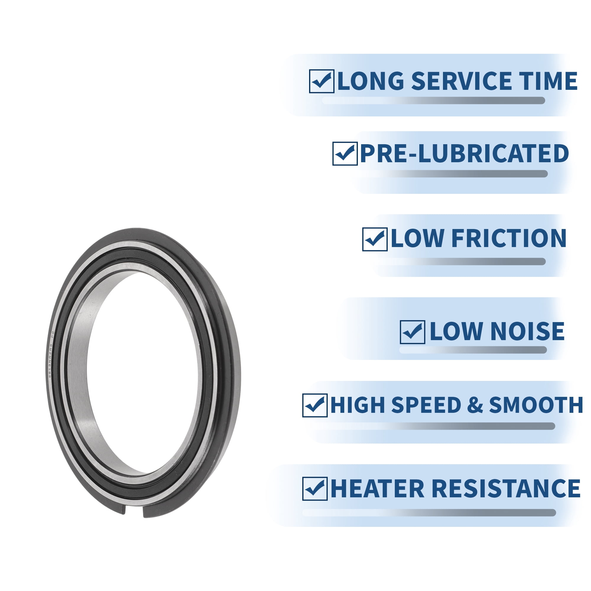 Unique Bargains 6813NR2RS Deep Groove Ball Bearings 65x85x10mm P0 Double Rubber Seal Lubricated Bearings 1 Pc Car Scooter Skateboard Wheel Universal Silver Tone Black