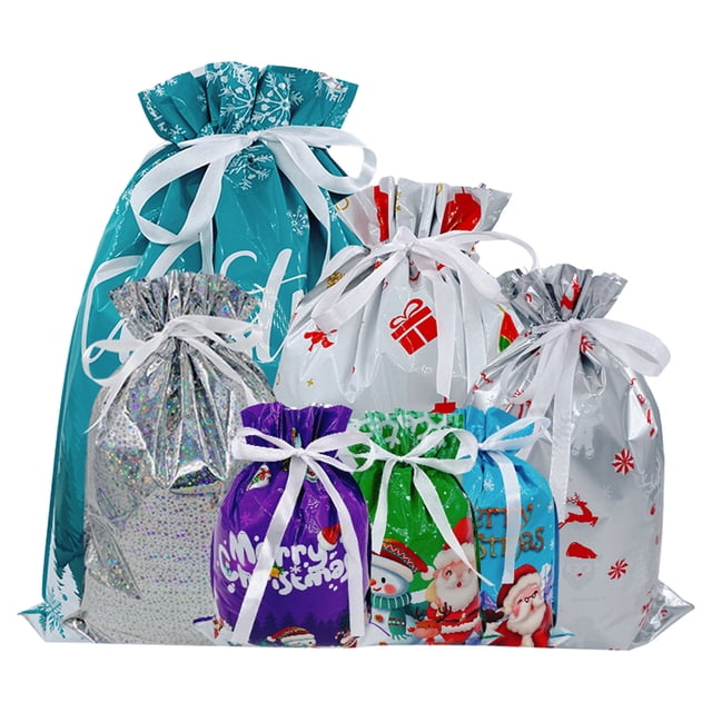 SIfdSeng Get it Fast Christmas Drawstrings Bags 2026 New Christmas Bags Assorted Sizes Christmas Wrapping Bags Multipack Holiday Drawstring Bags Multicolor Xmas Bags