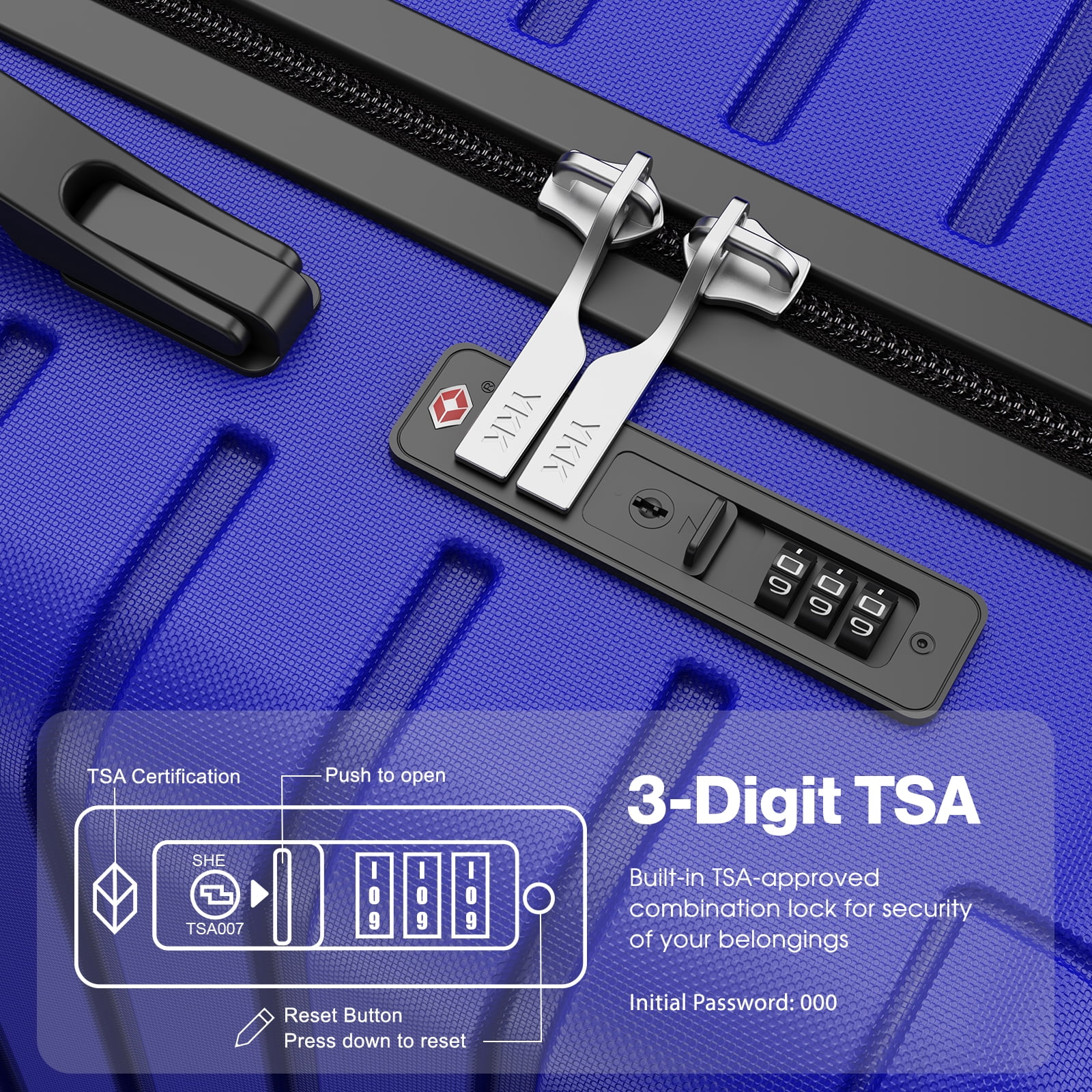 Vebreda 3 Piece Hardside Luggage Set with TSA Lock, 360° Spinner Wheels, Durable Lightweight Shell, Checked Suitcases (20”/24”/28”)