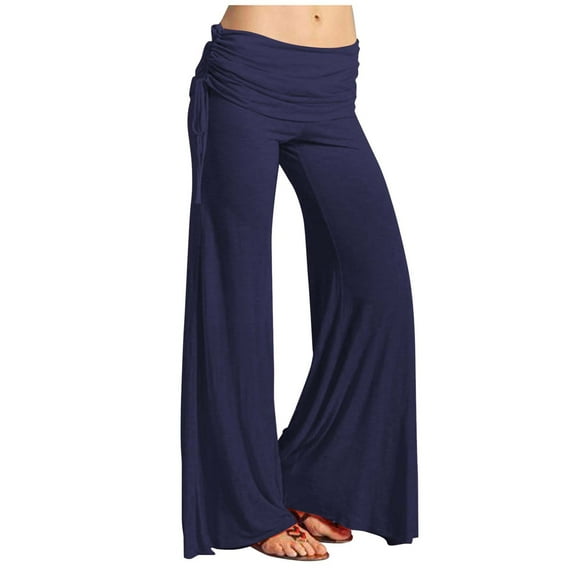 Charmgo Sweatpants Women Clearance, Womens Casual Loose Low Waisted Wide Leg Pants Drawstring Elastic Waist Straight Leg Trousers Work Pants Women Cargo Pants Women Dark Blue