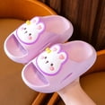 thumbnail image 2 of Yindaity Boys and Girls Slippers Comfortable Soft Sole Thick Bottom Non Slip Home Cute Cartoon Slippers (Purple,10-10.5 Years), 2 of 4