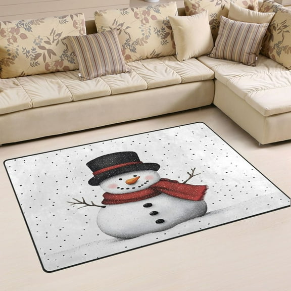 Ryvnso Snowman Area Floor Mat Non-Slip Carpet Soft Rugs Doormats 31" x 20"