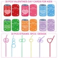 thumbnail image 2 of Paquete de 30 tarjetas de San Valentín con pajitas locas para niños, 2 of 7