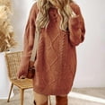 thumbnail image 6 of Womens Sweater Dress Long Sleeve Loose Crew Neck Cable Knit Pullover Tunic Mini Sweater Dresses Fall Winter Outfits, 6 of 9