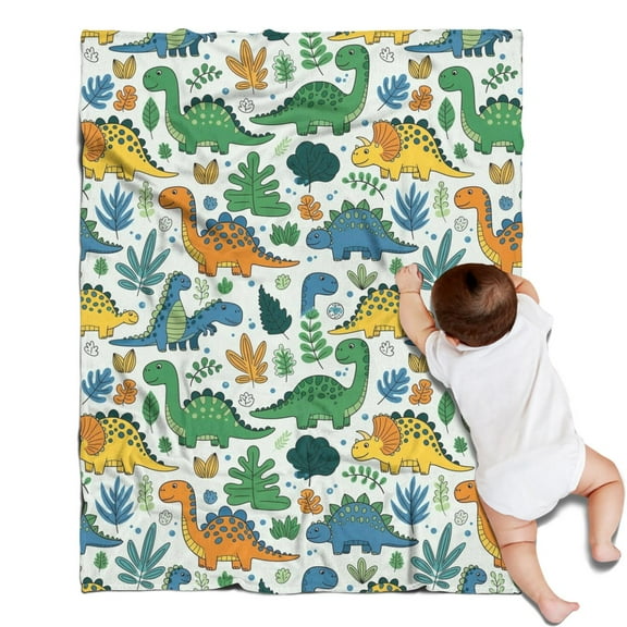 LightColor Dinosaurs Floral Pattern Blanket,Comfortable Soft Lamb Wool Throw Blanket,All Season,Warm Lightweight Blankets for Sofa Bed Couch Living Room Chair,30"x40"