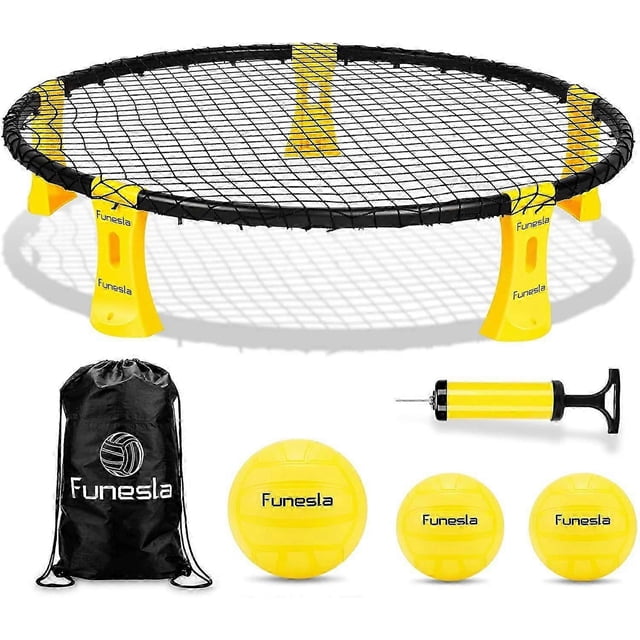 Funesla Spike Game Set Strikeball Standard 3 Balls Kit - Upgraded Spike Ball Playing Net Game for The Beach Backyard Park and Indoor