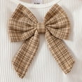 thumbnail image 6 of Hotiary Infant Baby Girl Party Skirt 3Pcs Outfit Toddler Ruffle Long Sleeve Bow Ribbed Shirt Top Mini Skirt with Beret Kids Cute Spring Summer Fall Birthday Clothes for 6M-3T Light Brown, 6 of 6