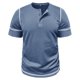 thumbnail image 5 of Playeras Elvqul Hombre Azul sin Estampado Playa Cuello Redondo Botones Manga Corta, 5 of 7