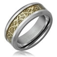 thumbnail image 1 of Mens Wedding Band in Titanium 8MM Promise Engagement Ring Gold-Plated Celtic Dragon Design, 1 of 2
