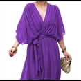 thumbnail image 3 of Vestido de Talla Grande para Mujer, Corta, Cruzado, Cuello en V, Abertura Alta, Volantes, . Púrpura 4XL, 3 of 5