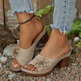 thumbnail image 5 of Wowcloth Chunky Heel Sandals for Women - Comfortable Hollow-Out Open-Toe Design with Floral Decors for Summer Casual Fashion Footwear, 5 of 9