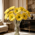 thumbnail image 4 of Yellow Gerbera Daisy, Bright Real Touch Artificial Flower with Bendable Stalks, Vivid Floral Decor, Cheerful Arrangement for Home Wedding Party Vase Table Display, 15.16*3.35in, 4 of 6