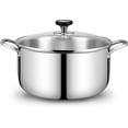 thumbnail image 1 of Olla de acero inoxidable de tres capas, olla de inducción resistente de 6.5 cuartos con tapa visible para pasta, sopa, espaguetis, resistente y de doble asa, apta para lavaplatos, 1 of 10
