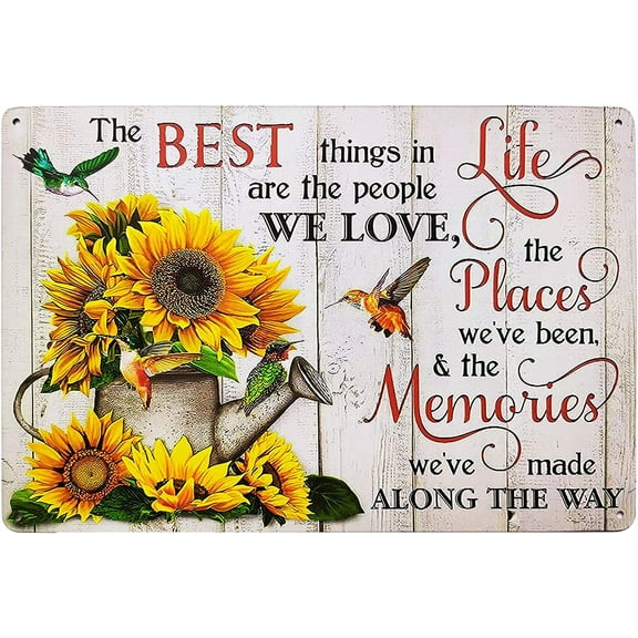 Vintage Sunflower Tin Signs Birds And Butterfly Funny Inspiration Quotes Farmhouse Home Wall Decor Metal Signs 8X12 Inch