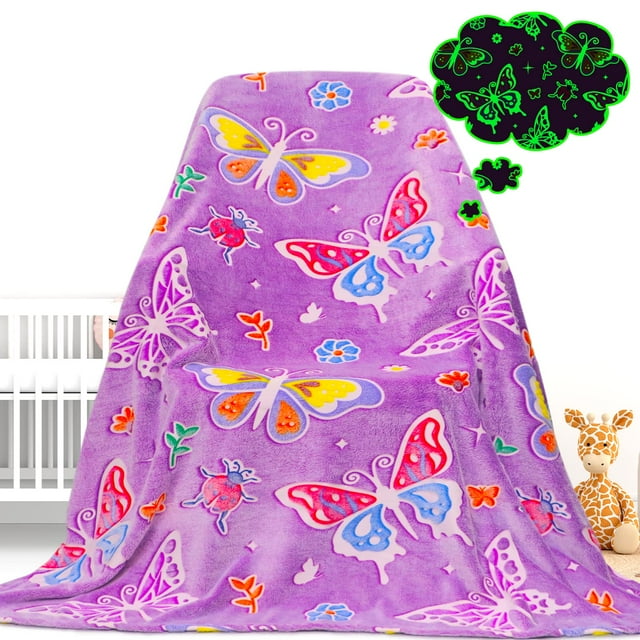 Manta Gdindff con forma de mariposa que brilla en la oscuridad, regalos para niñas
