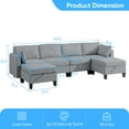 thumbnail image 2 of ZAFLY Sectional Sofa with Flexible Ottoman, U/L-Shaped Sofas and Couches, Upholstered Linen Fabric Couch for Living Room - Light Gray, 2 of 8