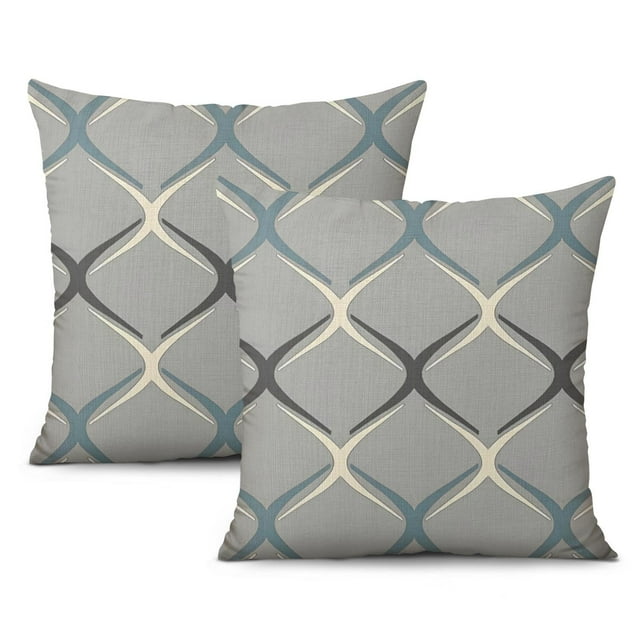 2-Pack Grey and Beige Patchwork Pillow Covers 18x18 Inches, Perfect Addition to Your Modern Home Decor