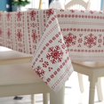 thumbnail image 3 of Adornos de decoración navideña, mantel con estampado de copos de nieve rojos, decoración para mesa de comedor, accesorios de diseño de escena del hogar, 3 of 5