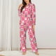 thumbnail image 2 of Balery Pink Christmas Cheer Conjunto de Pijama con Estampado para Mujer, Conjunto de Dos Piezas con Manga Larga, Ropa de Dormir Suave con Bolsillos, Pijamas Cómodos-Medium, 2 of 7