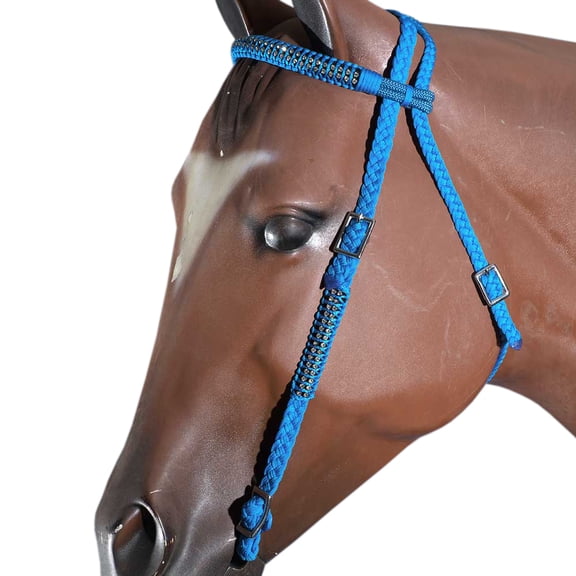 Turquoise Horse Bridle Headstall Flat Braided Paracord Crystal Hilason