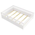 thumbnail image 6 of Miniyam Wood Full Size Floor Bed with High Fence, Door, White, 6 of 7