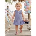 thumbnail image 4 of BemeyourBBs Kids Toddler Baby Girl 4th of July Dress Outfit Patriot Independent Day Clothes Baby Girl Fourth ofJuly Outfit Sleeveless Doll Collar USA America Flag Embroidery Striped Summer Dress, 4 of 9