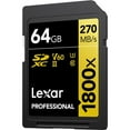 thumbnail image 4 of Lexar LSD1800064G-BNNNU Professional 1800x SDXC UHS-II Card GOLD Series 64GB Bundle with Accessories Kit Including Reader & Case + LCD Screen Covers + Microfiber Cloth & More, 4 of 11